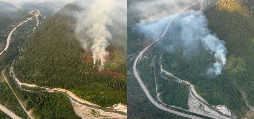 UPDATE: Wildfire alongside the Coquihalla grows to 15 hectares